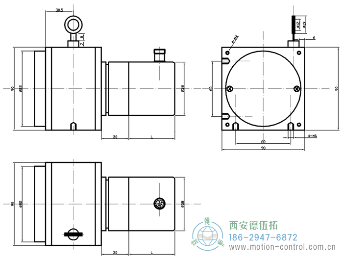 PCS90D/PCS90P拉線編碼器的外形及安裝尺寸 - 西安德伍拓自動化傳動系統(tǒng)有限公司