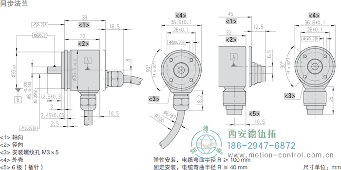 RI36-O實(shí)心軸光電增量通用編碼器外形及安裝尺寸(同步法蘭) - 西安德伍拓自動化傳動系統(tǒng)有限公司